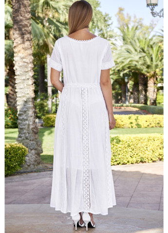 Белое кэжуал платье клеш Fresh cotton однотонное