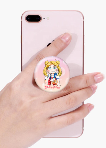 Попсокет (Popsockets) тримач для смартфону Сейлор Мун (Sailor Moon) (8754-2917) Чорний MobiPrint (229014756)