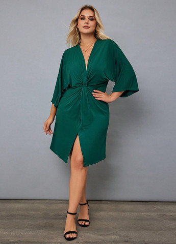 Смарагдова кежуал сукня а-силует SHEIN однотонна