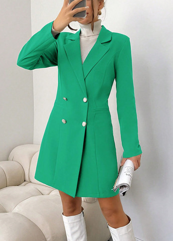 Зелене демісезонне Пальто двобортне SHEIN