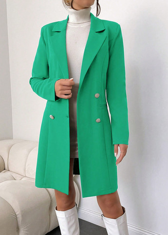 Зелене демісезонне Пальто двобортне SHEIN