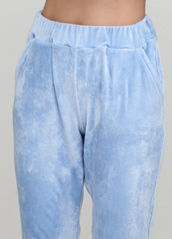Костюм (свитшот, брюки) VL однотонный голубой спортивный полиэстер, велюр