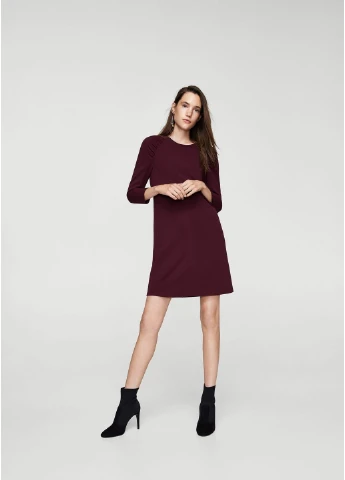 Бордовое кэжуал платье Mango однотонное
