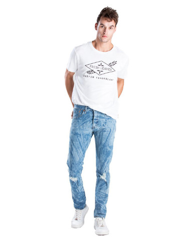 Джинси Levi's завужені однотонні блакитні джинсові бавовна