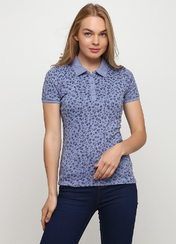 Сиреневая женская футболка-поло C&A с цветочным принтом
