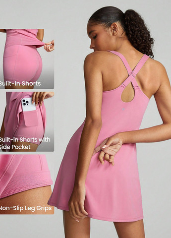 Пудрова спортивна сукня сукня-майка SHEIN однотонна