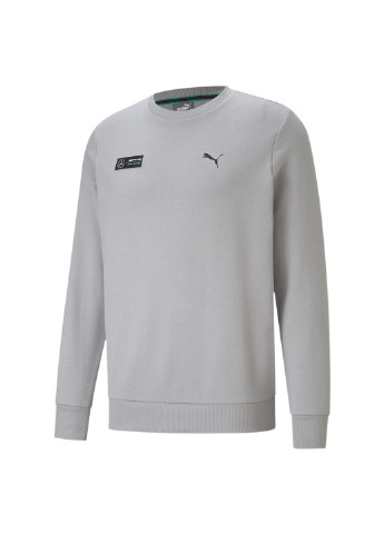 Толстовка Mercedes F1 Essentials Men's Sweater Puma однотонна сіра спортивна бавовна, поліестер, еластан