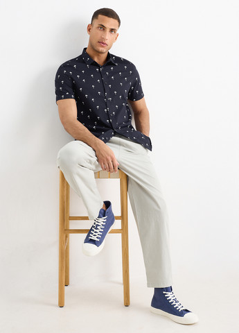 Темно-синяя кэжуал рубашка с рисунком C&A