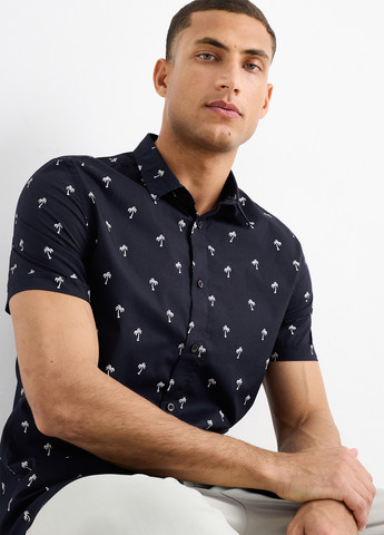 Темно-синяя кэжуал рубашка с рисунком C&A