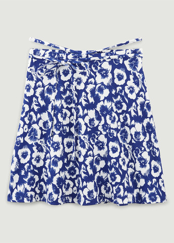 Синяя кэжуал цветочной расцветки юбка Pimkie а-силуэта (трапеция)