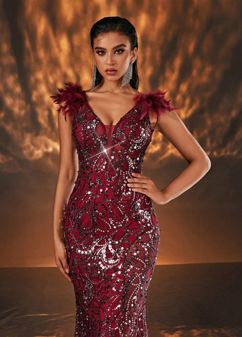 Червона вечірня сукня годе SHEIN однотонна