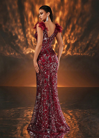 Червона вечірня сукня годе SHEIN однотонна