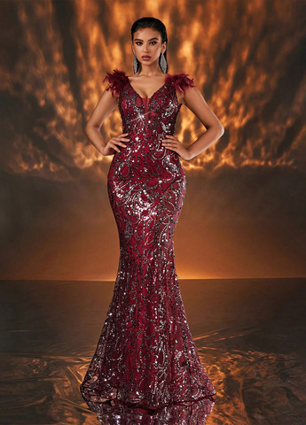 Червона вечірня сукня годе SHEIN однотонна