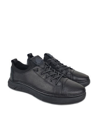 Черные спортивные мужские туфли повседневные из натуральной кожи черные Cosottinni