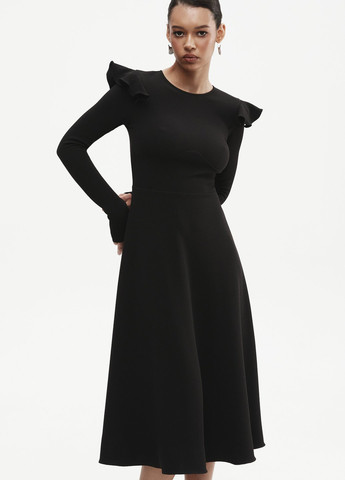 Черное кэжуал платье а-силуэт Gepur однотонное