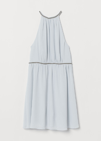 Светло-голубое кэжуал платье клеш H&M однотонное