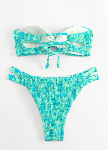 Бірюзовий літній купальник (ліф, трусики) бандо, роздільний SHEIN