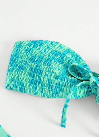 Бірюзовий літній купальник (ліф, трусики) бандо, роздільний SHEIN