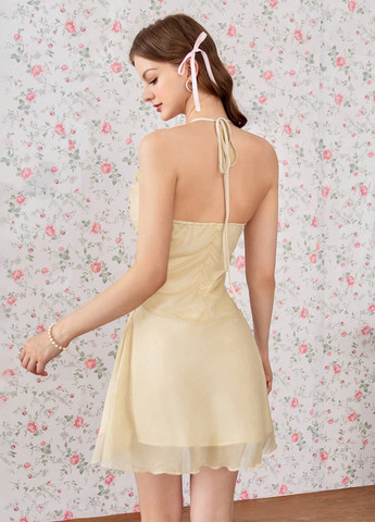 Кремова кежуал, вечірня сукня з відкритою спиною SHEIN однотонна