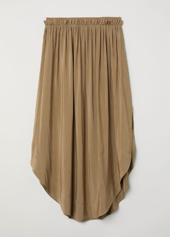 Песочная кэжуал однотонная юбка H&M с высокой талией