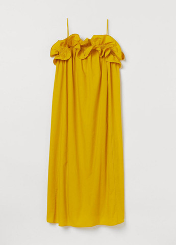 Горчичное кэжуал платье а-силуэт H&M однотонное