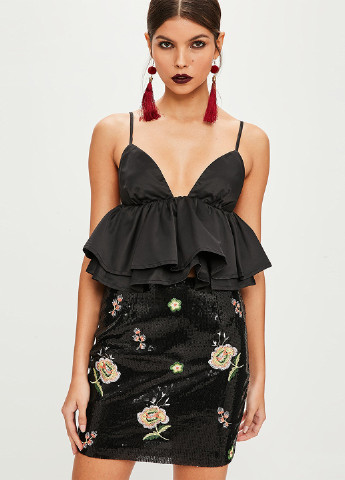 Черная кэжуал цветочной расцветки юбка Missguided