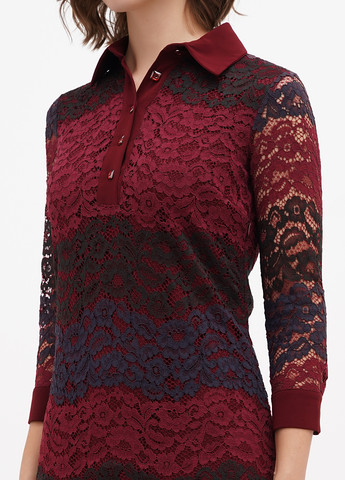 Бордова кежуал сукня футляр Sassofono колор блок