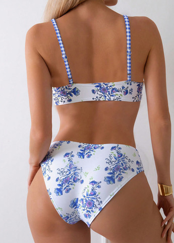 Синій літній купальник (ліф, трусики) бікіні, роздільний SHEIN