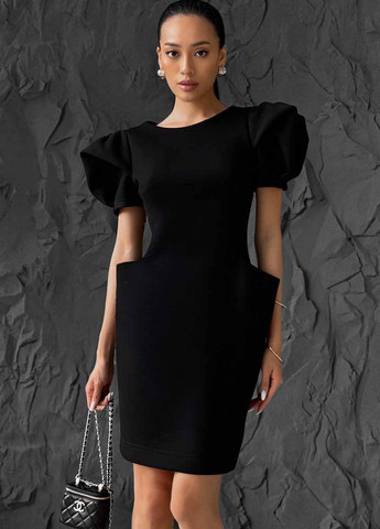 Чорна коктейльна сукня футляр Fashion однотонна