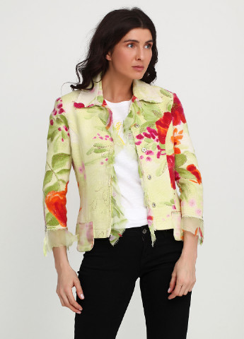 Салатовый кэжуал пиджак Roberta Scarpa - с цветочным узором - демисезонный