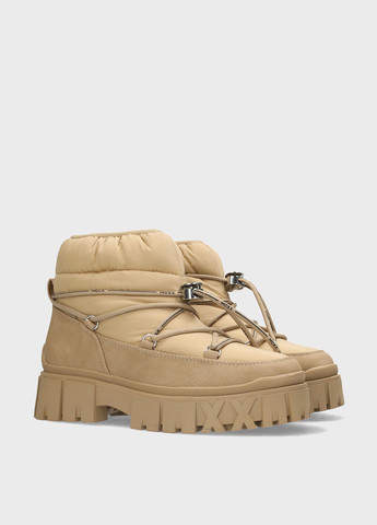 Бежевые дутики Mexx на тракторной подошве, с логотипом, со шнуровкой