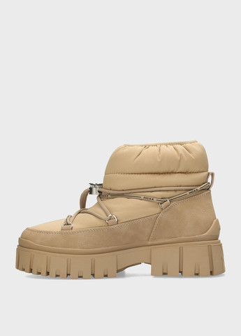 Бежевые дутики Mexx на тракторной подошве, с логотипом, со шнуровкой