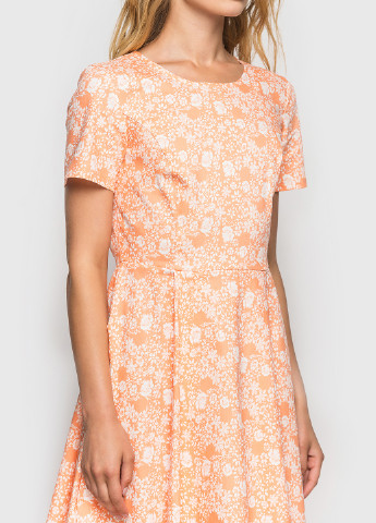Персиковое кэжуал платье клеш Vovk с цветочным принтом