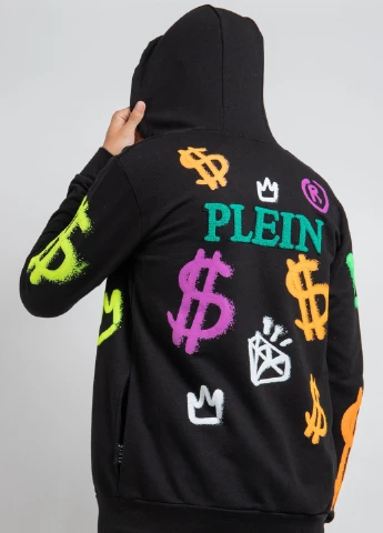 Черное худи на молнии из коллекции DOLLAR Philipp Plein (251176498)