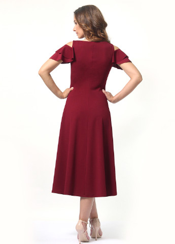 Бордовое кэжуал платье клеш Alika Kruss однотонное