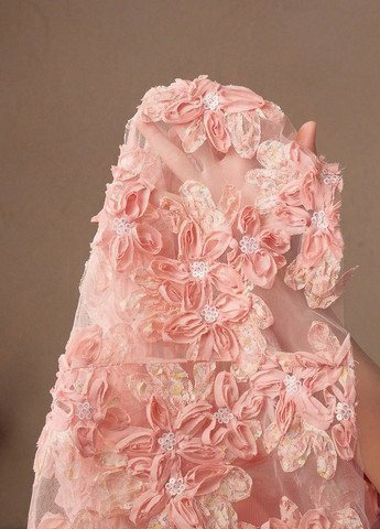 Персиковое праздничный, коктейльное, вечернее платье с юбкой-солнце SHEIN однотонное