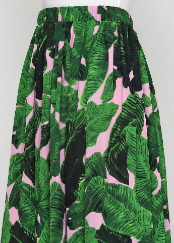 Зеленая кэжуал с рисунком юбка Boohoo а-силуэта (трапеция)