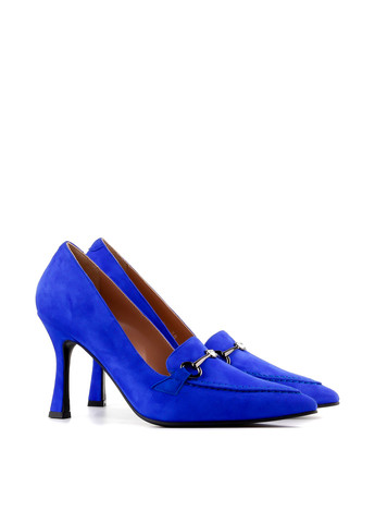 Синие женские кэжуал туфли на высоком каблуке украинские - фото