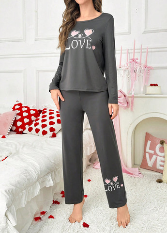 Сіра всесезон піжама (лонгслів, штани) лонгслів + брюки SHEIN