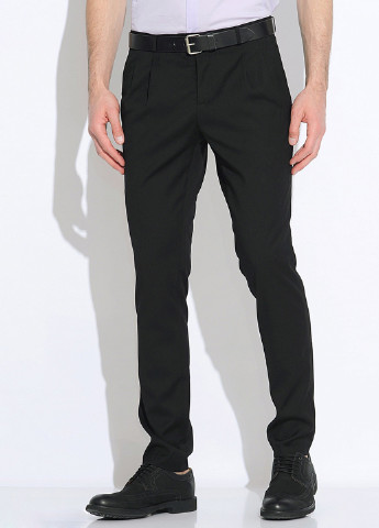Черные классические демисезонные зауженные брюки Oodji