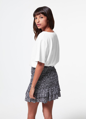 Черно-белая кэжуал цветочной расцветки юбка Jennyfer а-силуэта (трапеция)