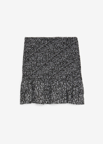 Черно-белая кэжуал цветочной расцветки юбка Jennyfer а-силуэта (трапеция)