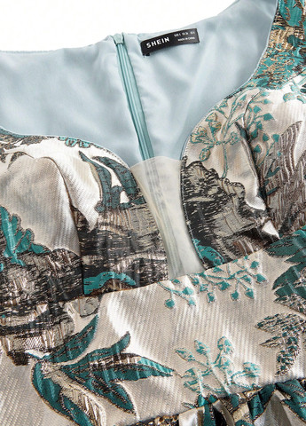 Сіро-голубий вечірня сукня бебі долл SHEIN з квітковим принтом