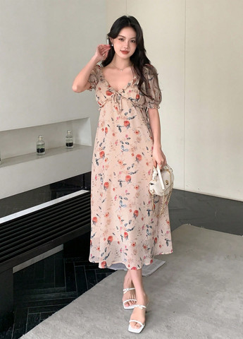 Кремова кежуал сукня в стилі армпір SHEIN з квітковим принтом