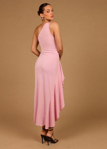 Рожева кежуал сукня на одне плече SHEIN однотонна