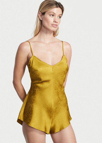 Комбинезон Victoria's Secret комбинезон-шорты однотонный жёлтый домашний вискоза