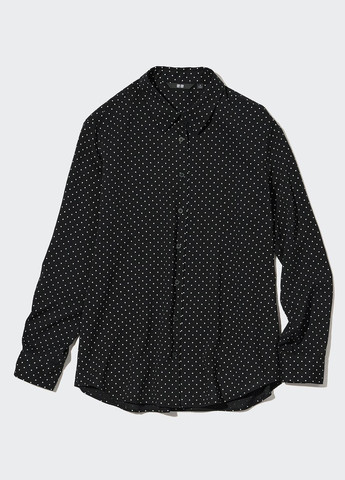 Черная кэжуал рубашка в горошек Uniqlo