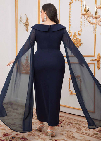 Темно-синя вечірня сукня футляр SHEIN однотонна