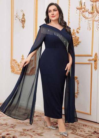 Темно-синя вечірня сукня футляр SHEIN однотонна