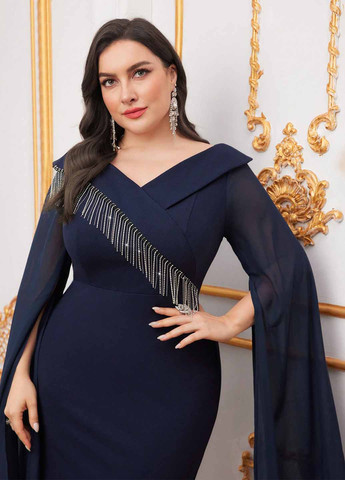 Темно-синя вечірня сукня футляр SHEIN однотонна